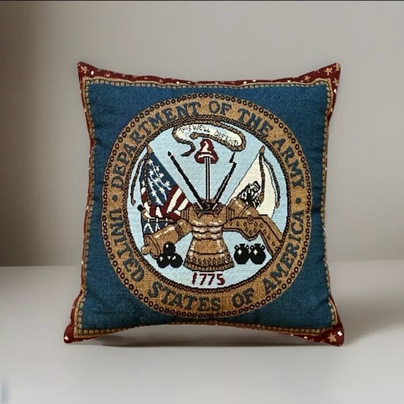 Vintage Mohawk Home US Army Tapestry Throw Pillow Cushion Military Insignia 12” - Picture 1 of 7